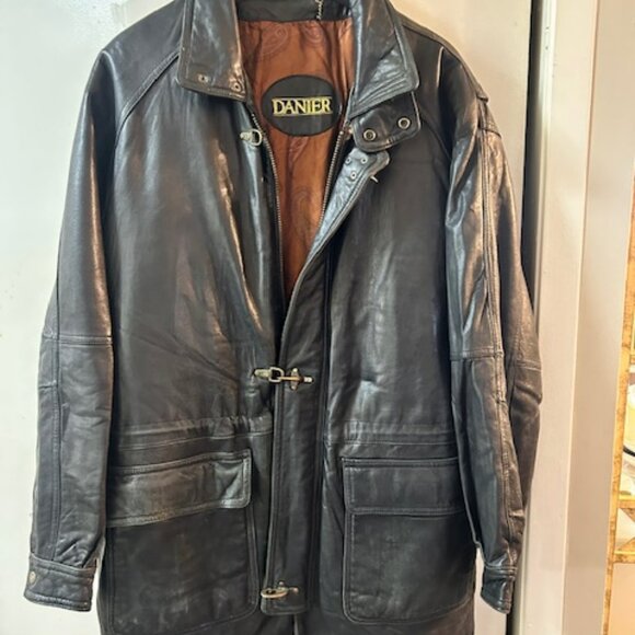 Men's Leather Coat - Picture 1 of 4